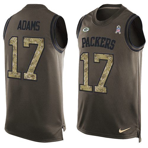 Men's Limited Davante Adams Nike Jersey Green - #17 Salute to Service Tank Top NFL Green Bay Packers